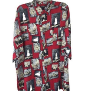 Puritan Men Vintage Truck Print Hawaiian Shirt XL